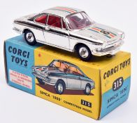 Corgi Toys Simca '1000' Competition Model (315). A plated example with blue/white and red stripe,
