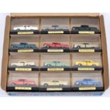 A scarce Japanese produced 'Motor Car Assortment' pack of 12 die-cast 1950s American cars. In