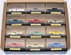 A scarce Japanese produced 'Motor Car Assortment' pack of 12 die-cast 1950s American cars. In