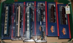 9 Bachmann 'OO' gauge Passenger Coaches. 2x BR Mk 2F: a TSO Tourist Second and a BSO Brake Second. A