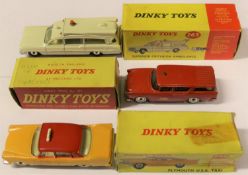 3 Dinky Toys. Nash Rambler Canadian Fire Chief's Car With Windows (257). In red with Fire Chief to
