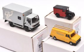 3 Roxley Models White Metal Commercial Vehicles. Ford Cargo Workshop Box Van RX26, in BT grey