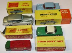 4 Dinky Toys. Opel Kapitan (177) in light blue with red interior. Rolls Royce Phantom V (198). In