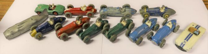 12 Dinky Toys racing cars. Including; 3x Talbot Lago, 2x Cooper Bristol, 2x Ferrari, 2x Alfa
