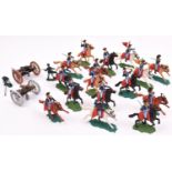 16 Timpo Civil War figures. Mounted soldiers on mixed light brown, dark brown and white horses on