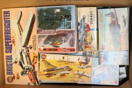 18 Various Airfix Kits and scale figures. Scales include 1:72 and HO-OO . Bristol Superfreighter.