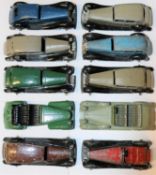 10 Dinky Toys. Including; Lagonda. Alvis. British Salmson 2 seat. Vauxhall. Daimler. Rolls Royce,