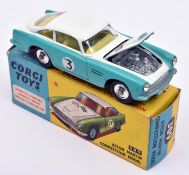 Corgi Toys Aston Martin Competition Model (309). In white and turquoise with yellow interior, RN3,