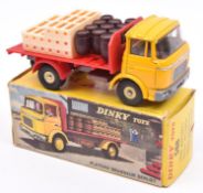French Dinky Plateau Brasseur Berliet brewery flat truck (with tail flap) (588). Cab in yellow,