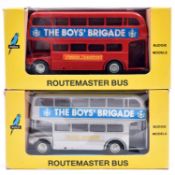 2 Rare Budgie No.706 London Routemaster Bus. An example finished in silver and one in red, both with