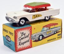 Corgi Toys Bermuda TAXI (430). In white with yellow interior, an example with light green/red