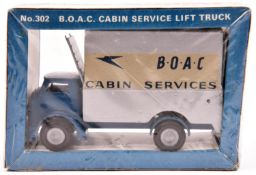 A scarce Budgie Commer B.O.A.C. Cabin Service Lift Truck, No.302. In blue and silver livery, with