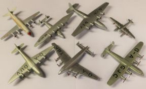 7 Dinky Toys aircraft. 704 York 4 engined airliner. Empire Flying Boat. Giant High Speed