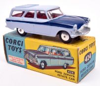 Corgi Toys Ford Zephyr Estate Car (424). In lilac and dark blue with red interior, smooth spun