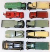 9 Dinky Toys and a Crescent police car. Including; 25 series wagon. Breakdown lorry. Petrol