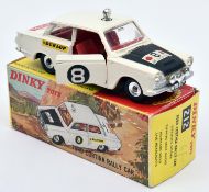 Dinky Toys Ford Cortina Rally (212). In white with black bonnet, red interior, RN8, light to roof,