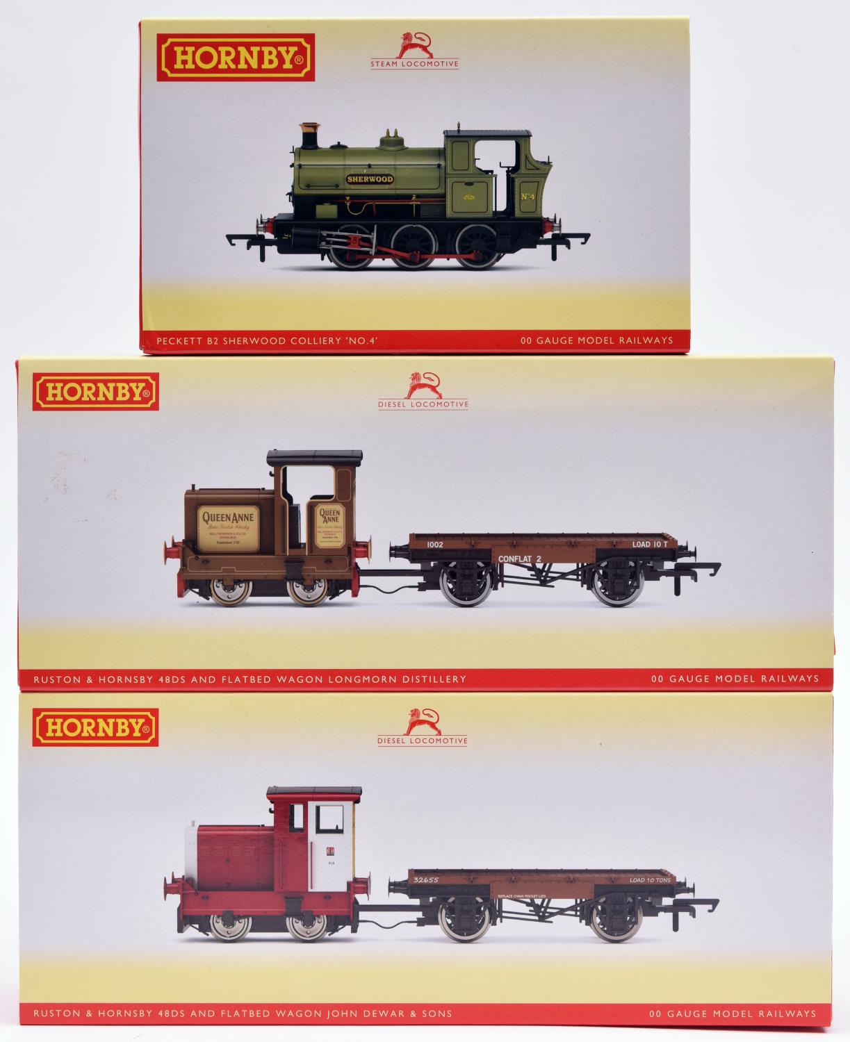 3 Hornby 'OO' gauge Industrial Locomotives. 2x Ruston & Hornsby 48DS 0-4-0 diesel locomotives with