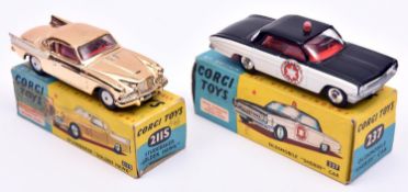 2 Corgi Toys. Studebaker 'Golden Hawk' (211S). An example in the plated gold finish with red