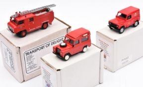 3 White Metal Models. Hart Models: Land Rover Forward Control Series IIB HCB Angus Firefly, in red
