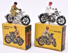2 Budgie Toys Motorcycles. A T.T. (Tourist Trophy) Racer No.456, silver plated bike with white