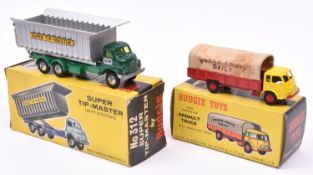 2 Budgie Toys. Renault Truck No.216. In yellow and red livery, with canvas tilt with 'Fresh Fruit