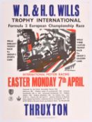 A rare original 1969 motor racing poster. 'W.D. & H.O. Wills Trophy International Formula 2 European