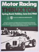 A rare original 1968 motor racing poster. 'Motor Racing Thruxton Spring Bank Holiday June 3rd.