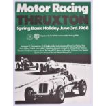 A rare original 1968 motor racing poster. 'Motor Racing Thruxton Spring Bank Holiday June 3rd.