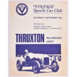 A rare original late 1960's motor racing poster. 'Vintage Sports Car Club Saturday September 13th