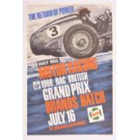 A rare original 1966 Motor Racing Poster. 'Daily Mail Motor Racing 1966 RAC British Grand Prix