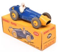 Dinky Toys Ferrari Racing car (234). In dark blue with yellow front and wheels, grey tyres, RN5.