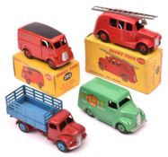 4 Dinky Toys. Streamlined Fire Engine (250). In red with red wheels, silver ladder, complete with