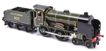 A Hornby O gauge electric L18 No.4 Southern Railway Schools Class 4-4-0 tender locomotive for 3 rail