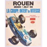 A rare original 1968 Motor Racing Poster. 'ROUEN Dimanche 7 Juillet 1968'. height 50cm, width