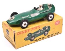 Dinky Toys Vanwall racing car (239). In dark green with white driver, RN35, example with spun