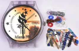 Swatch watches. A 12 inch display clock in the form of a watch celebrating the 1996 Atlanta