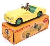 Dinky Toys Triumph TR2 Sports (105). A harder to find Touring example in yellow with light green