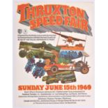 A rare original motor racing poster. 'Thruxton Speed Fair Sunday June 15th 1969' Height 51cm,