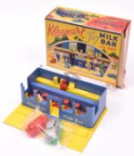A rare 1950's plastic Toy Milk Bar by Kleeware. Main building in blue plastic with clear opening