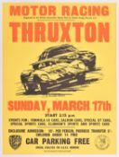 A rare original late 1960's motor racing poster. 'Motor Racing Thruxton Sunday, March 17th'.