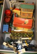 22+ Hornby O gauge tinplate trackside items. Including; 2x 2-track Level crossings. 2x single