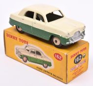 Dinky Toys Ford Zephyr Saloon (162). An example in cream and dark green with darker cream wheels and