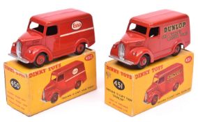 2 Dinky Toys Trojan 15cwt Vans. 'ESSO' (450) in red livery with red wheels. Plus another example '