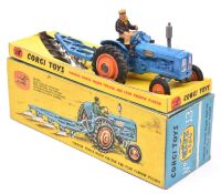 Corgi Toys. Gift Set No.13; Fordson Power Major Tractor & Four Furrow Plough. In mid blue with