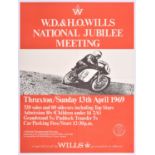 A rare original motor cycle racing poster. 'W.D. & H.O. Wills National Jubilee Meeting Thruxton/