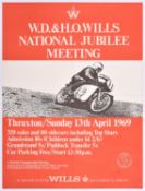 A rare original motor cycle racing poster. 'W.D. & H.O. Wills National Jubilee Meeting Thruxton/