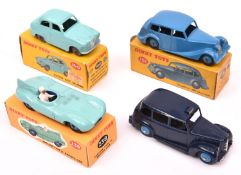4 Dinky Toys. Triumph 1800 Saloon (151). In mid blue with mid blue wheels. Austin A30 Saloon (