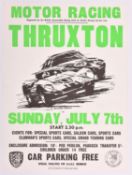 A rare original late 1960's motor racing poster. 'Motor Racing Thruxton Sunday, July 7th'. Height