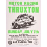 A rare original late 1960's motor racing poster. 'Motor Racing Thruxton Sunday, July 7th'. Height