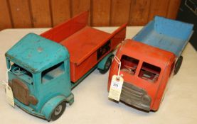 2 Tri-ang large scale Lorries. Both forward-control vehicles. A c1950s example with a green cab